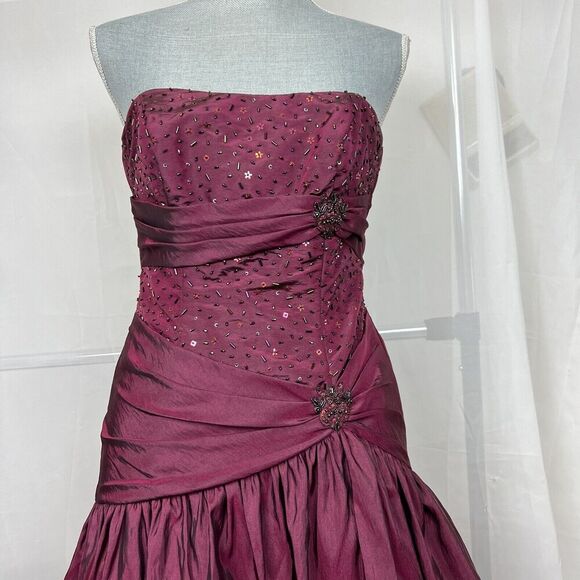 Vintage David's Bridal strapless prom dress beaded bubble skirt formal sz 2 - Picture 1 of 11